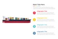 Big ship container infographics template with 4 points of free space text description - vector Royalty Free Stock Photo