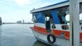 Big ship at the dock on mouth of Chaopraya river Samutprakarn Province Thailand