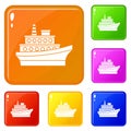 Big ship icons set vector color Royalty Free Stock Photo