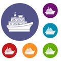 Big ship icons set Royalty Free Stock Photo