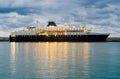 Big ship at night pier