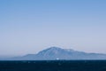 Big ship sailing in the sea in front of the Straits of Gibraltar Royalty Free Stock Photo