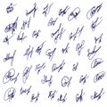 Big Signatures set - group of fictitious contract signatures Royalty Free Stock Photo