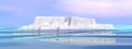 Big single iceberg over cold water - 3D render