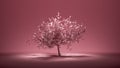 Big single tree with leaf in monochrome single color background, 3d rendering