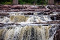 Big Sioux River tumbles over a series of rock faces in Falls Park Royalty Free Stock Photo