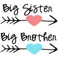 Big sister big brother cutting files EPS DXF SVG arrows heart