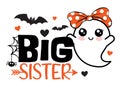 Big Sister Halloween vector illustration with cute ghost, hearts, spider and bats. Royalty Free Stock Photo