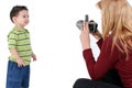 Big Sister Takes A Picture of Brother Royalty Free Stock Photo