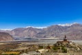 Big Sitting Buddha Statue at Diskit Monastery with Himalaya Range in the back - Nubra Valley, India. Royalty Free Stock Photo