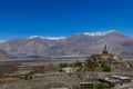 Big Sitting Buddha Statue at Diskit Monastery with Himalaya Range in the back - Nubra Valley, India. Royalty Free Stock Photo