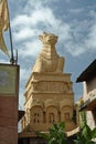 Big size Nandi bull a religious symbol at roof of Jatashankar Temple at Beed