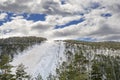 Big ski track on Divcibare mountain countryside with cloudy sky Royalty Free Stock Photo