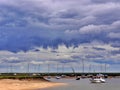 Big skies and boats in Blakeney, North Norfolk coast, East Anglia, UK