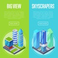 Big skyscrapers architecture banners set Royalty Free Stock Photo