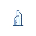 Big skyscrapper line icon concept. Big skyscrapper flat vector symbol, sign, outline illustration.