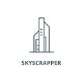 Big skyscrapper line icon, vector. Big skyscrapper outline sign, concept symbol, flat illustration