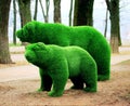 Topiary. A big and a small bears created from bushes Royalty Free Stock Photo