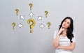 Big and small question marks with arrows Royalty Free Stock Photo