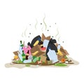 Big smelly pile of garbage. Bad smell trash.Isolated on white background Royalty Free Stock Photo