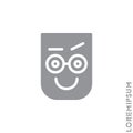 Big Smile contented smile with raised eyebrow Emoticon Icon Vector Illustration. Style. Laughing, emotion icon. Fun, face vector.