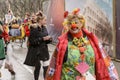 Big smile of female clown at Carnival parade, Stuttgart