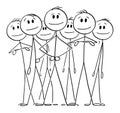 Big Smiling Business Team With Leader, Vector Cartoon Stick Figure Illustration