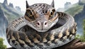 A Big Snake With A Cat Face