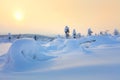 Big Snow Winter Sunset Landscape Royalty Free Stock Photo