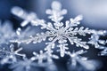 Big snowflake close-up, winter, snowdrifts and New Year\'s symbol, AI Generated