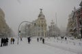 big snowstorm over the city of Madrid, Spain.