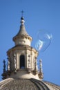 Big soap bubble in front of the church Santa Maria Royalty Free Stock Photo