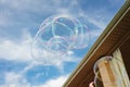 big soap bubbles. entertainment show for children on holidays and festivals Royalty Free Stock Photo