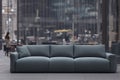 Big sofa on city street. Soft comfortable couch in middle of street. Concept of place of rest. Generative AI.