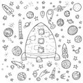 Big space doodle set Royalty Free Stock Photo