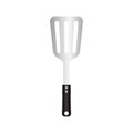 Big Spatula utensil, metal tool for barbecue with heat resistant handle. Realistic vector illustration. isoalted on white