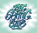 Big sping sale banner mockup with hand drawn lettering Royalty Free Stock Photo