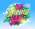 Big spring sale banner, fresh spring design concept