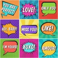 Big St. Valentines retro comic speech bubbles set