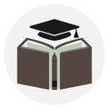 Big stack of books with graduation cap. Graduate Cap and Book as a Symbol of Education, Royalty Free Stock Photo