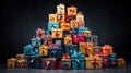 Big stack of colorful Christmas presents capturing the magic of the holiday season Royalty Free Stock Photo