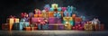 Big stack of colorful Christmas presents capturing the magic of the holiday season Royalty Free Stock Photo