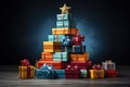 Big stack of colorful Christmas presents capturing the magic of the holiday season Royalty Free Stock Photo