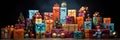 Big stack of colorful Christmas presents capturing the magic of the holiday season Royalty Free Stock Photo