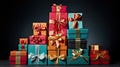 Big stack of colorful Christmas presents capturing the magic of the holiday season Royalty Free Stock Photo
