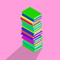 Big stack of colorful isometric books. Education icon. Vector illustration.