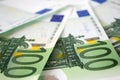 Big stack of 100 euro money background. money cash Royalty Free Stock Photo