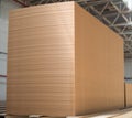 Big stack of MDF boards. Medium Density Fibreboard. Royalty Free Stock Photo