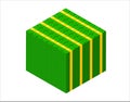 Big stacked pile of cash. Isometric dollar banknotes stack. 3D Millions of dollars block