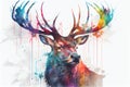 Big Stag male deer buck antlers watercolour